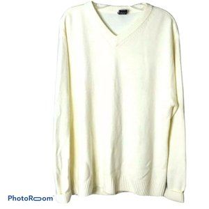 Architect Jean Company Women's Sweater Cream V-Neck Pullover Long Sleeve Size XL